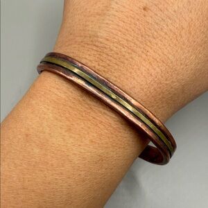 Vintage Copper Gold Tone Bangle Cuff Statement Bracelet